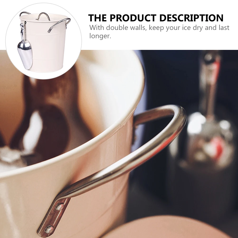 

Thick Galvanized Metal Ice Bucket 4.5L Double Wall Wine Beer Cooler Beverage Party Bucket Powder Coated Long Lasting For