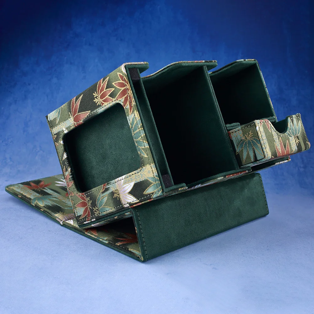 Gacha-caja organizadora de baraja de cartas comerciales, almacenamiento de tarjetas de juego coleccionables, contenedor protector, impresión de lámina dorada azul ondulada
