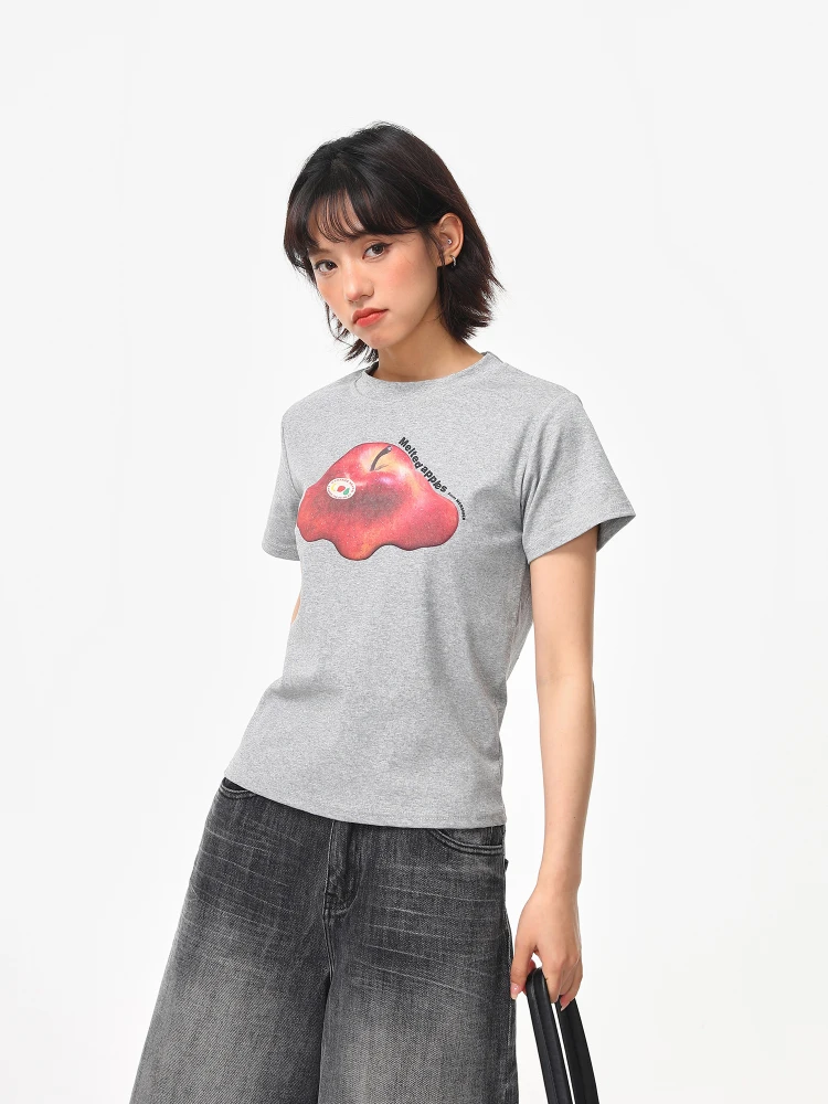 

Женская футболка Wild Azizi с коротким рукавом, с фруктовым принтом, летняя, повседневная, универсальная, модная, с круглым вырезом, для города, удобного кроя