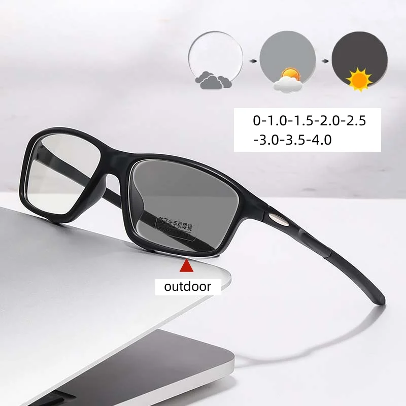 

Ultra Light Blue Light Blocking Myopia Glasses Fashion Outdoor Color Changing Sports Near Sight Eyewear Photochromic Eyeglasses