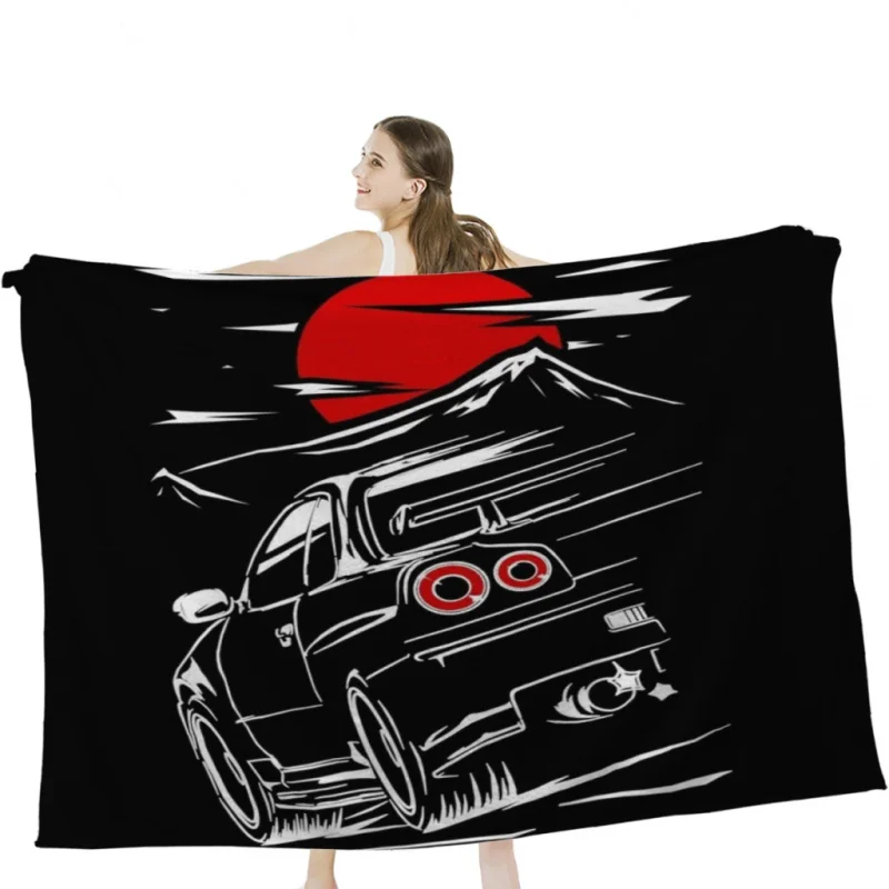 Nissan Skyline GTR 34 Throw Blanket manta de terciopelo suave manta de cama de viaje