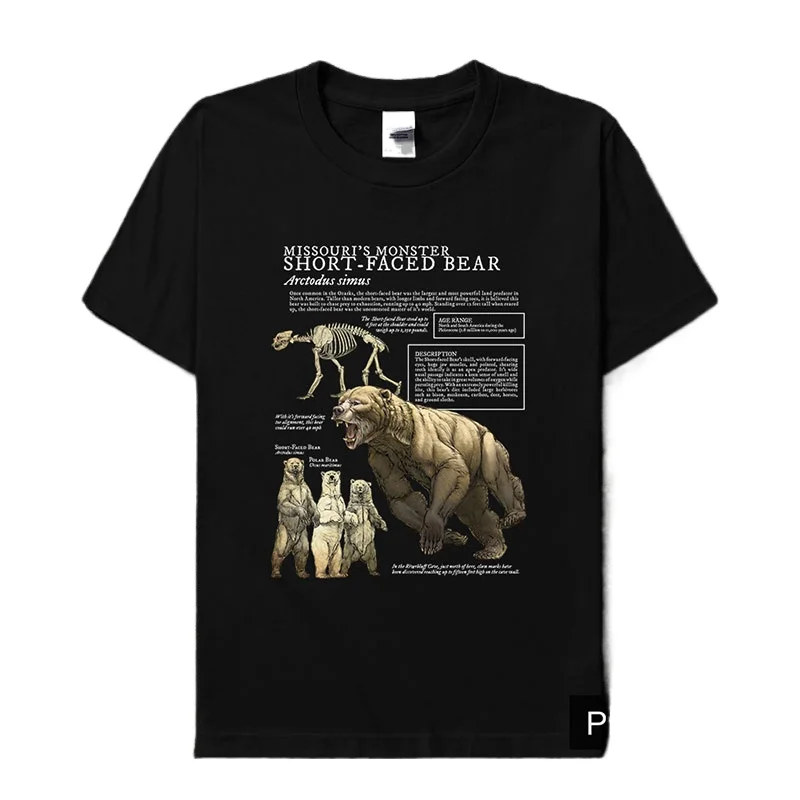 Extinct Species Short-Faced Bear Animal Natural Science T-Shirt 100% Cotton O-Neck Short Sleeve Summer Casual Mens T-shirt