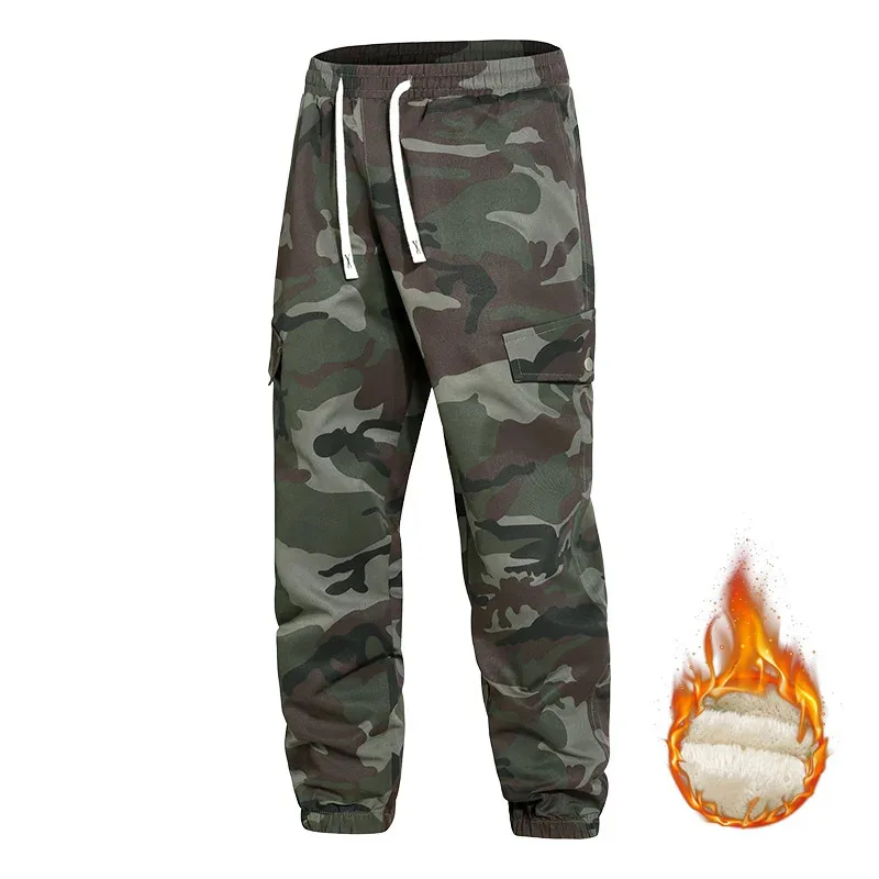 

Military Green Camouflage Men's Logging Work Pants, Spring Autumn Loose Sport Workwear Trousers