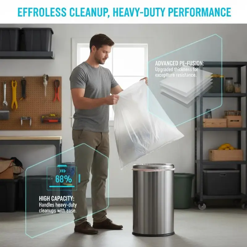 30/50PCS Large Transparent Disposable Trash Bags Thickened Extra White Durable for Household Garage Waste Storage