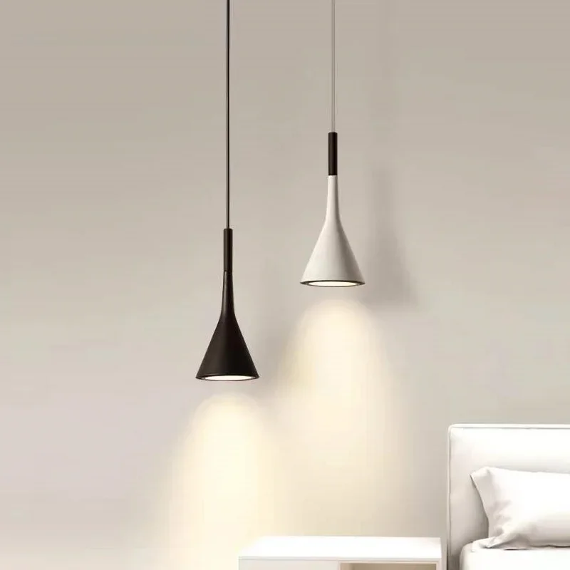 Nordic LED Pendant Light Dining Room Kitchen Fixtures Bedroom Bedside Home Decore Restaurant Cafe Black Grey Modern Hanging Lamp