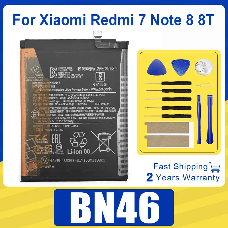 NEW Replacement Battery 4000mAh BN46 Battery For Xiaomi Redmi 7 Note8 Note 8 8T Batteria Battery Batteries + Kit Tools