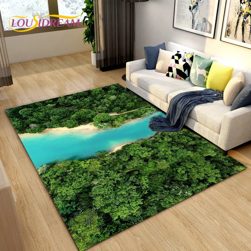 3D 바다 해수 해변 수중 풍경 공간 러그, 거실 침실 소파 도어매트 장식 카펫 러그, 어린이 미끄럼 방지 바닥 매트