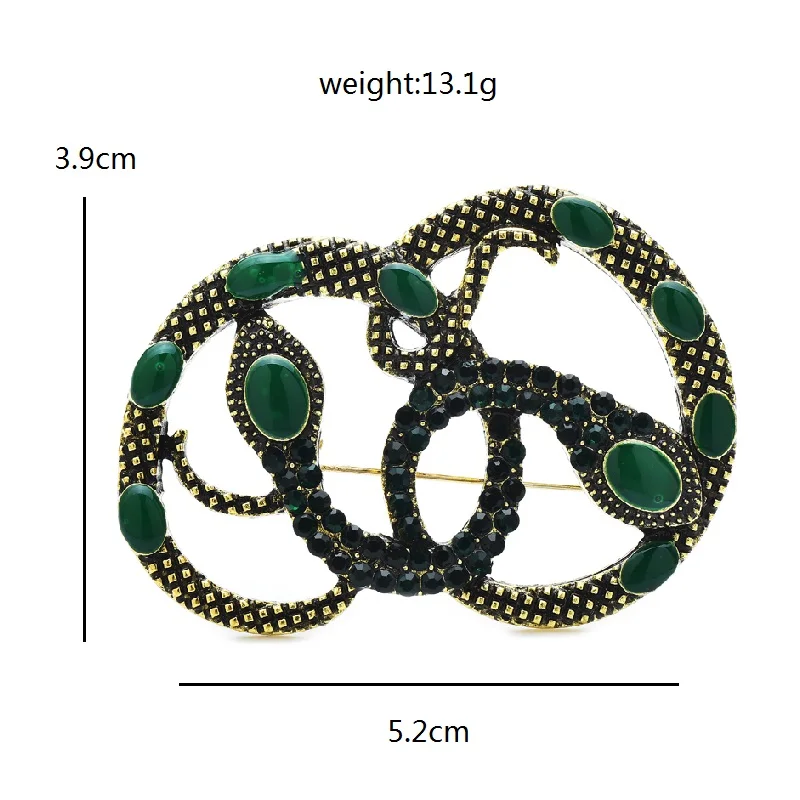 Wuli&baby Vintage Two Snakes Brooches For Women Unisex 3-color Vintage Animal Party Casual Brooch Pins Gifts