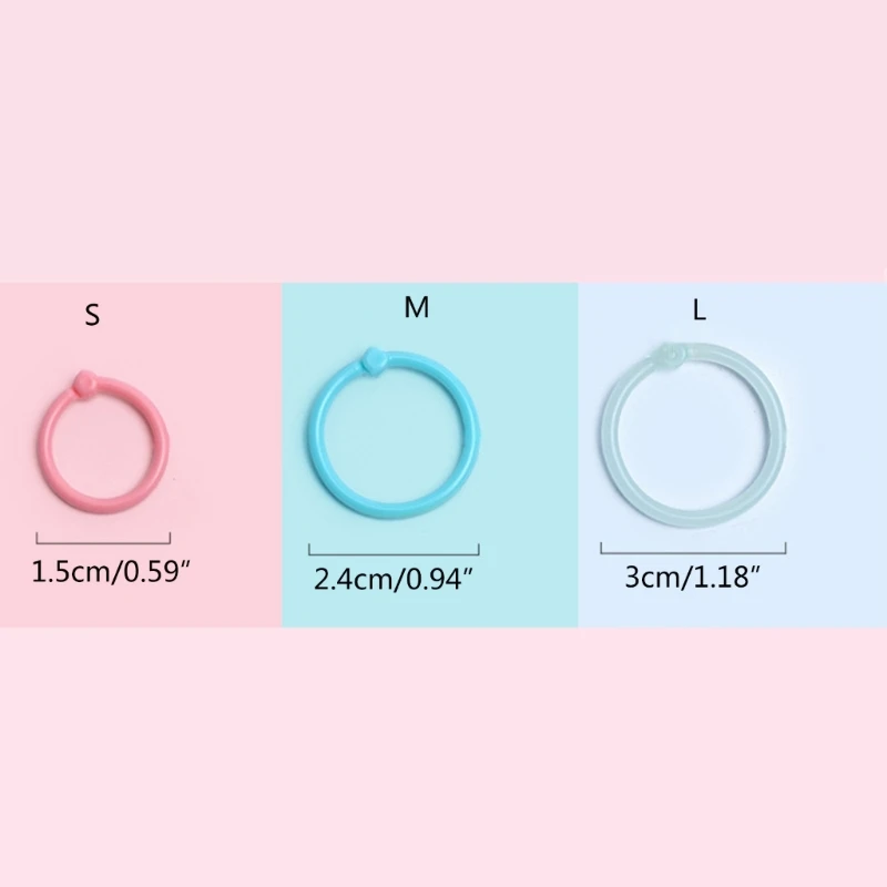 Plastic Binder Rings,Flexible Loose Leaf Book Rings,Colorful DIY Keychain Rings