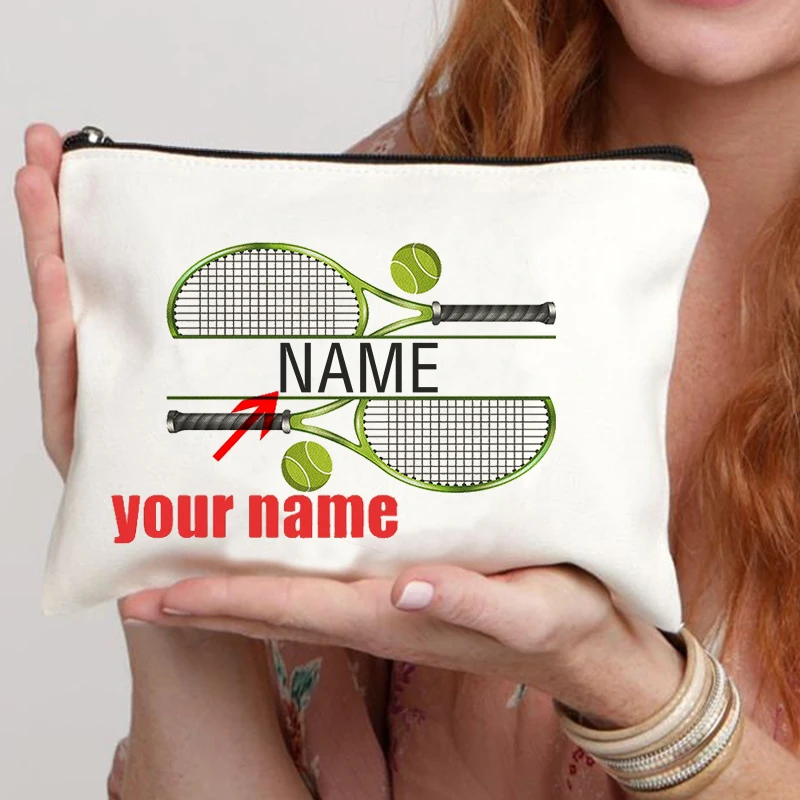 Personalized Tennis Bag Custom Name Makeup Bag Gift for Tennis Lover Cosmetic Case Coach Gifts Purse Tennis Player Gift