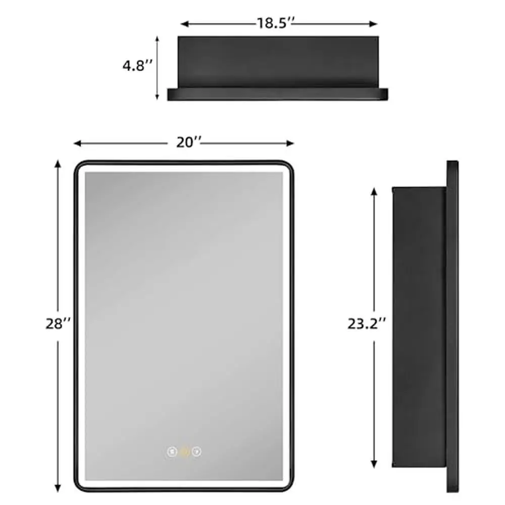 LED Medicine Cabinet Wall/Recessed Mounted Mirror with Smart Touch Control Defog Magnetic Door Closure- 20W x 28H-inch Metal