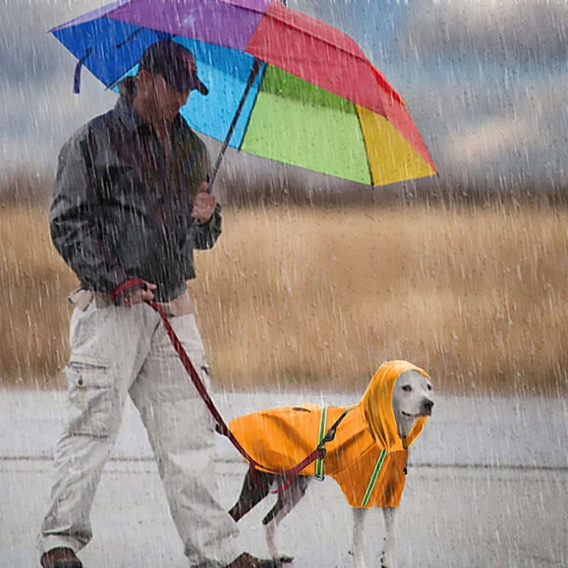 

Dogs Raincoat Outdoor Cloak Waterproof Reflective Rain Hat Rainwear Wet Proof Puppy Clothes For Rainy Season