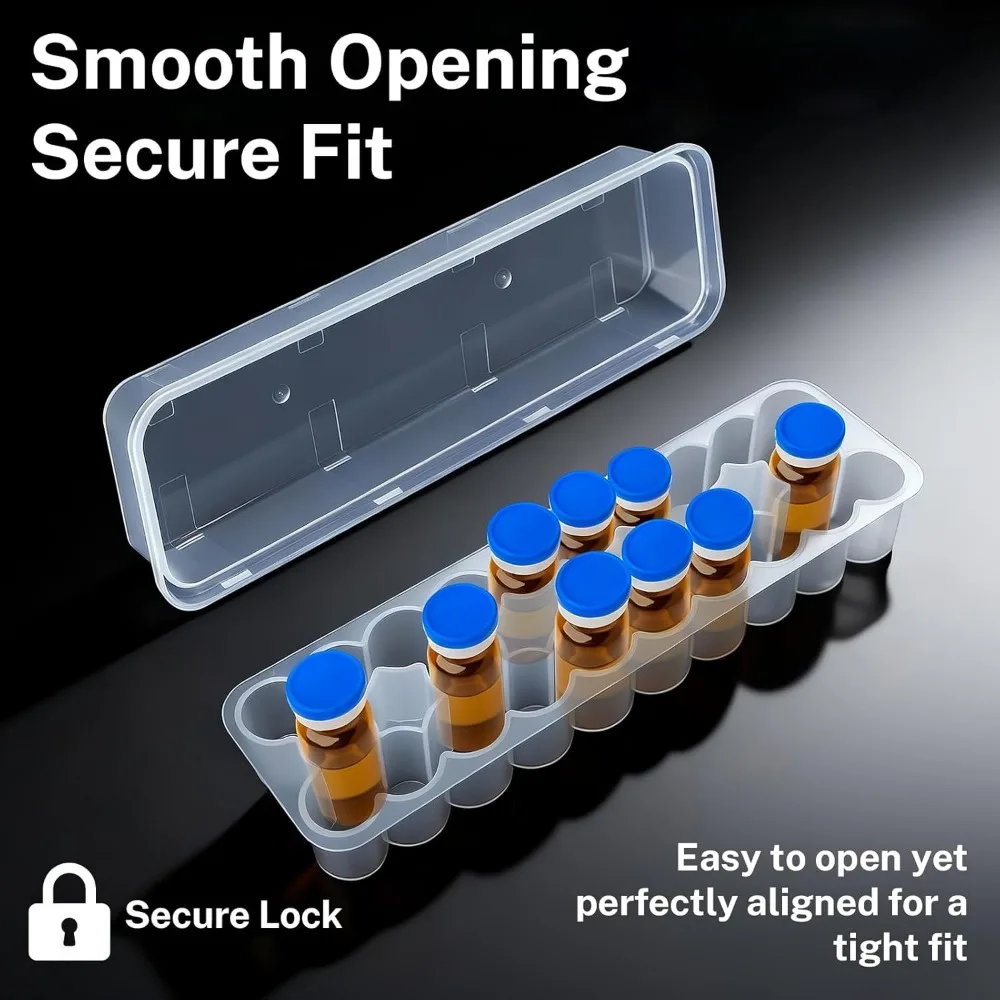 3/5/7/10mL 2/10/24-Slot Vial Storage Case Stackable Plastic Microtube Storage Box Clear Freezer Tube Box Refrigerator Organizer