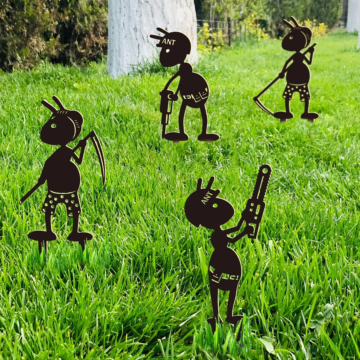 Metal Ant Gardening Ornaments Yard Metal Art Backyard Lawn Stakes Decorative Ant Garden Decorative Ground Plugs