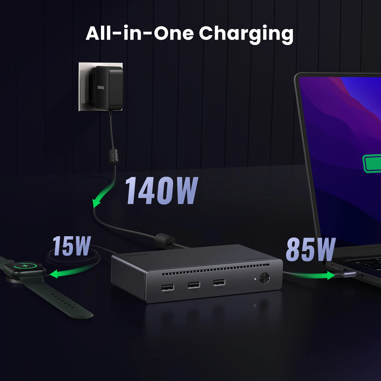 Imagem -05 - Estação de Acoplamento Ugreen Thunderbolt4 em Hub de 40 Gbps com 3xthunderbolt Dual 4k60hz Único 8k30hz 1000mbps para Laptop Macbook