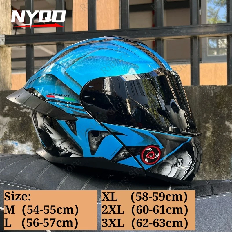 Orz Modular Motorcycle Helmet Dual Visor Flip-up Full/Half Face Winter Spoiler All Season Blue