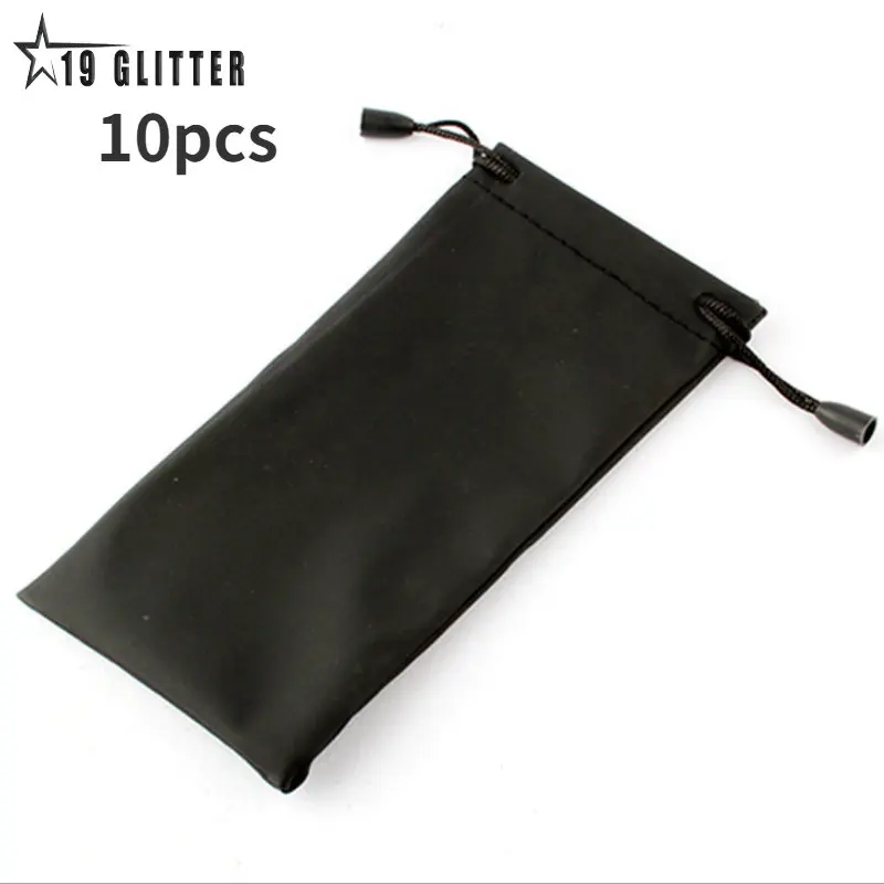 10Pcs Soft Waterproof  Black Sunglasses Bag Drawstring Microfiber Dust proof Pouch Pocket Glasses Carry Bag  EyewearContainer