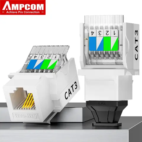 AMPCOM Tool-free Telephone Module RJ11 CAT3 Voice Module Gold-plated Adapter Keystone Jack C26