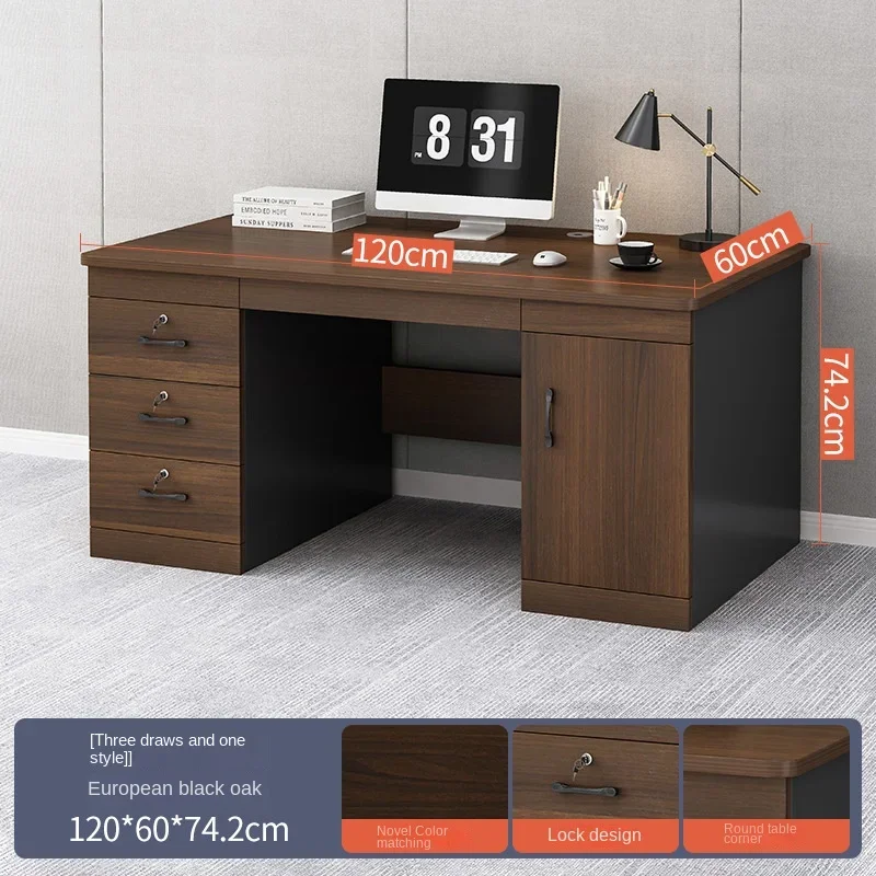 Locked Desk Home Computer Desktop Simple Desk Workbench Desk Staff Desk and Chair Combination