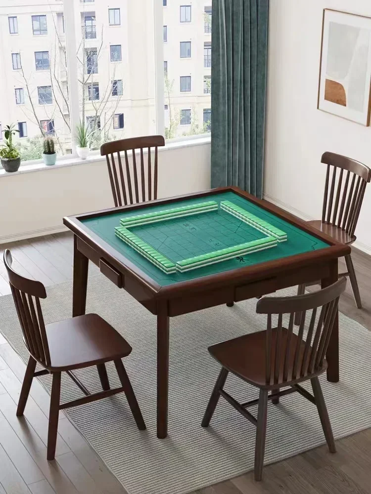 Solid wood manual mahjong table, household dining table, multifunctional elderly activity room, nursing home chess and car