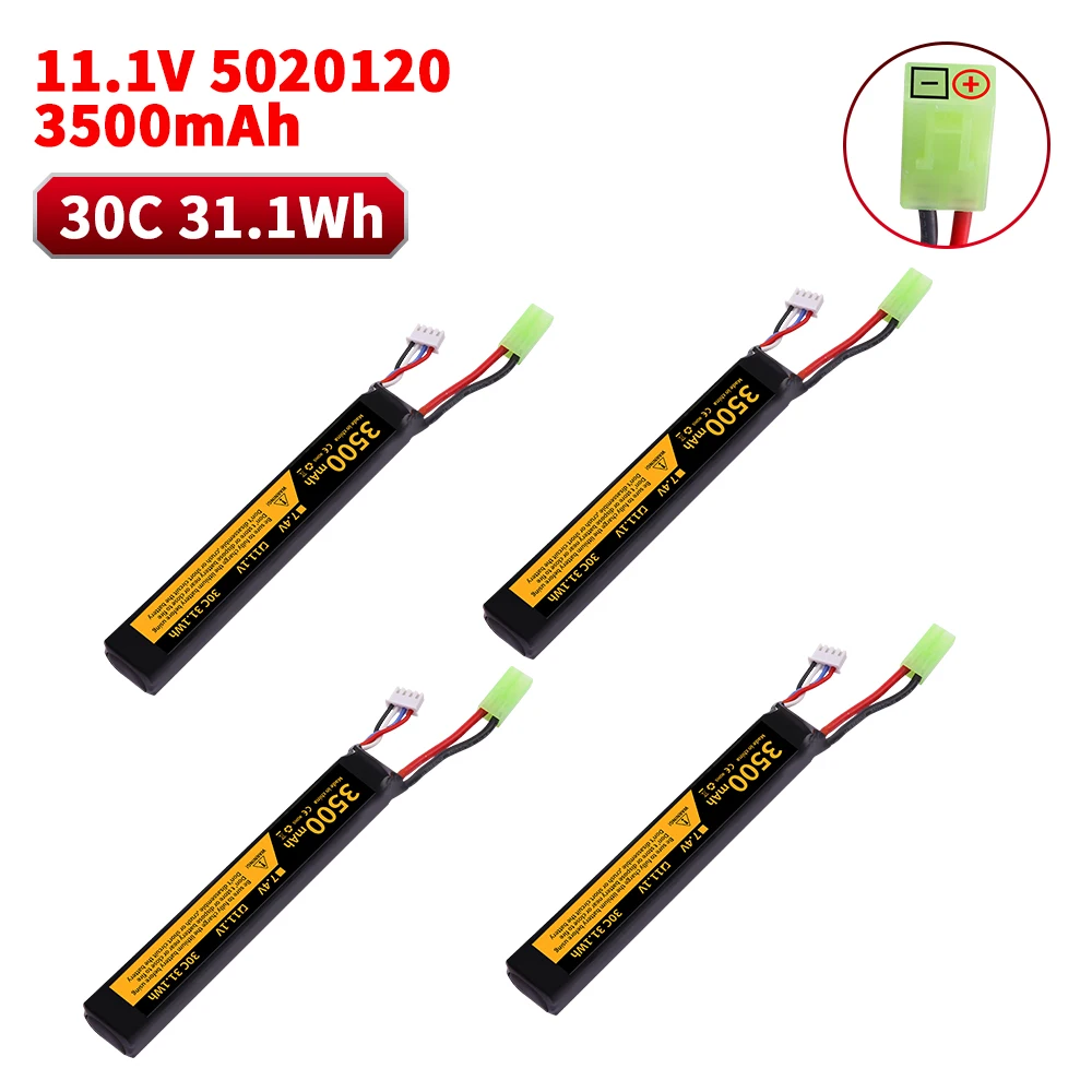 11.1V 3s 3500mAh 30C 5020120 Lipo Battery with Tamiay-Plug for Airsoft BB Air Pistol Electric Toys Guns Parts