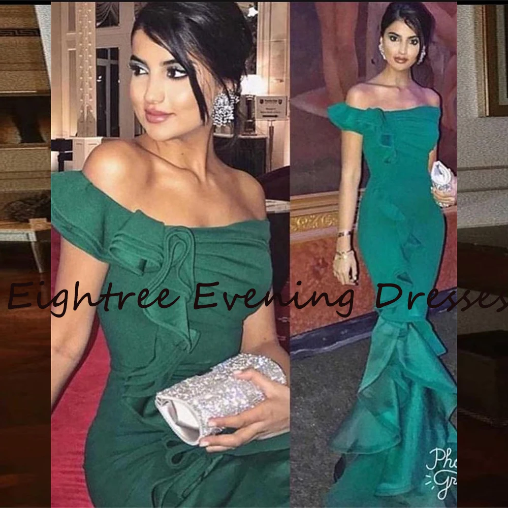 Eightree Wine Red Mermaid Strpless Evening Dresses Off Shoulder Sleeveless Green Dubai Long Formal Party Prom Gowns Dress