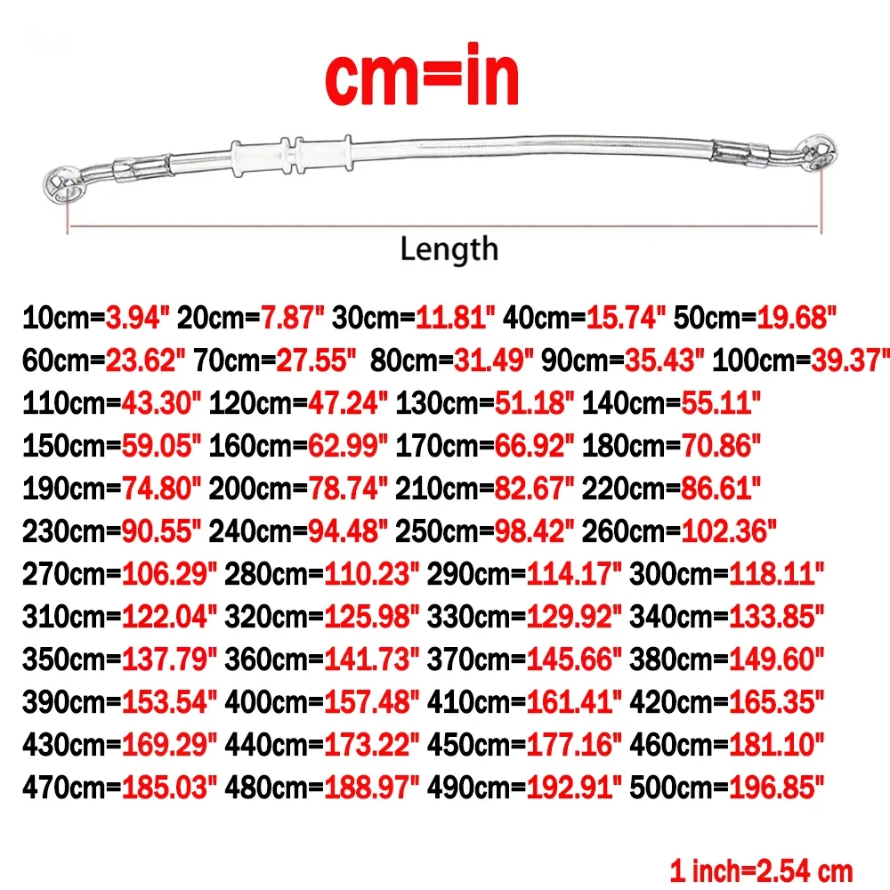 오토바이 브레이드 오일 호스 라인 튜브 파이프 오토바이, 범용 레이싱 유압 브레이크 호스, 10cm-500cm, 10mm 밴조 28 도