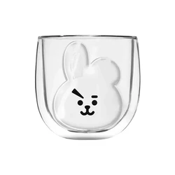 10 Oz Double Walled Glass Coffee Mugs, Cute Cartoon Borosilicate Glass Mugs, ,Perfect for Cappuccino,Tea, Espresso, Gift