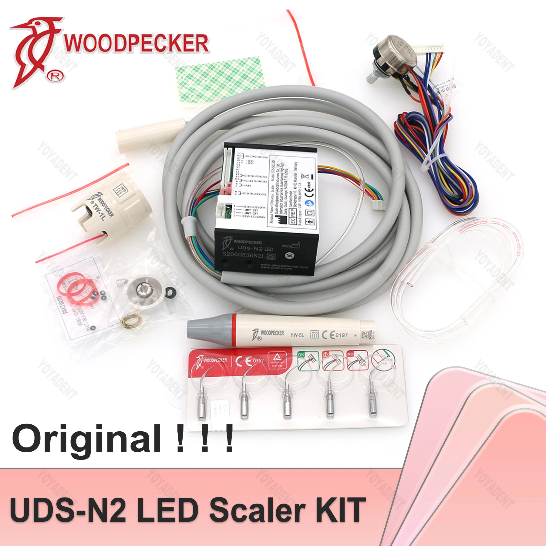 Original Woodpecker Dental Ultrasonic Scaler UDS-N2 LED Build In HW-5L Handpiece Scaling Tips Fit EMS UDS Dentistry Tools