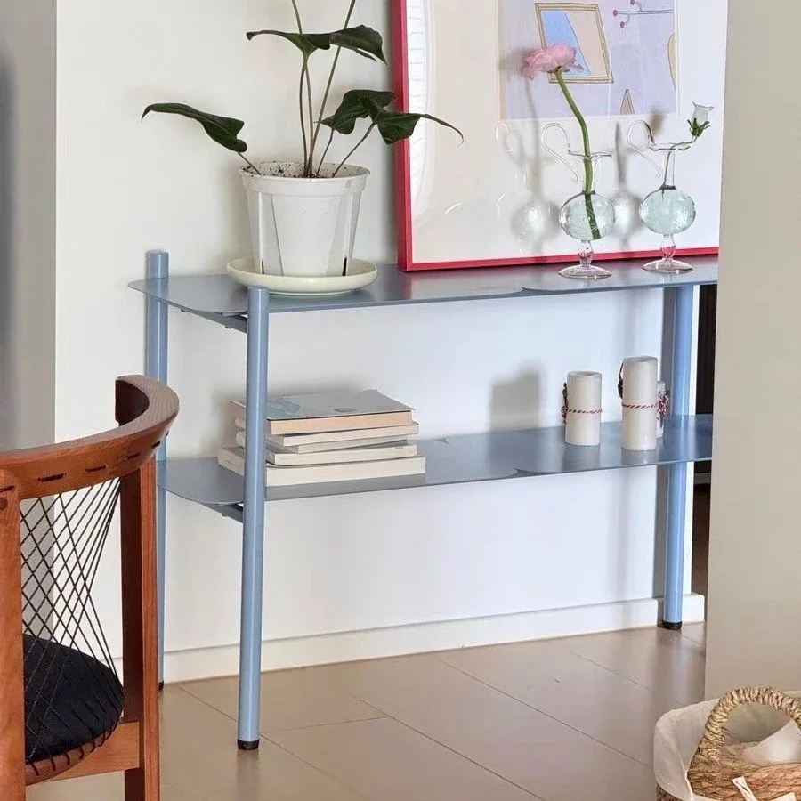 Nordic double-layer bedroom shelf design storage living room modern simple small apartment home side display