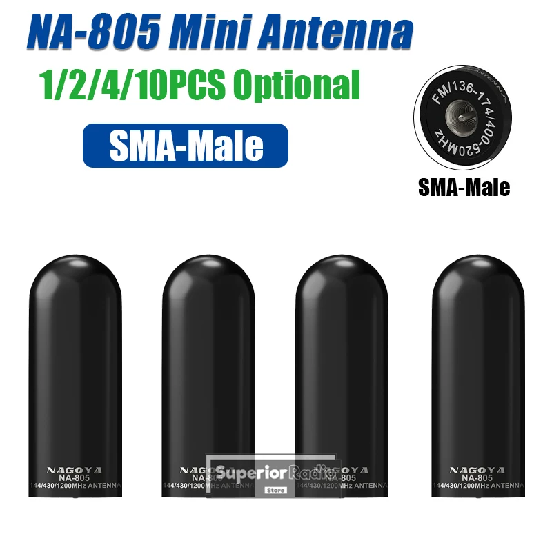 Walkie Talkie Mini Antenna NA-805 Original SMA-Male Dual Band 144/430mhz 3.7CM For TYT MD-UV390 Plus Baofeng P15UV Retevis RT81