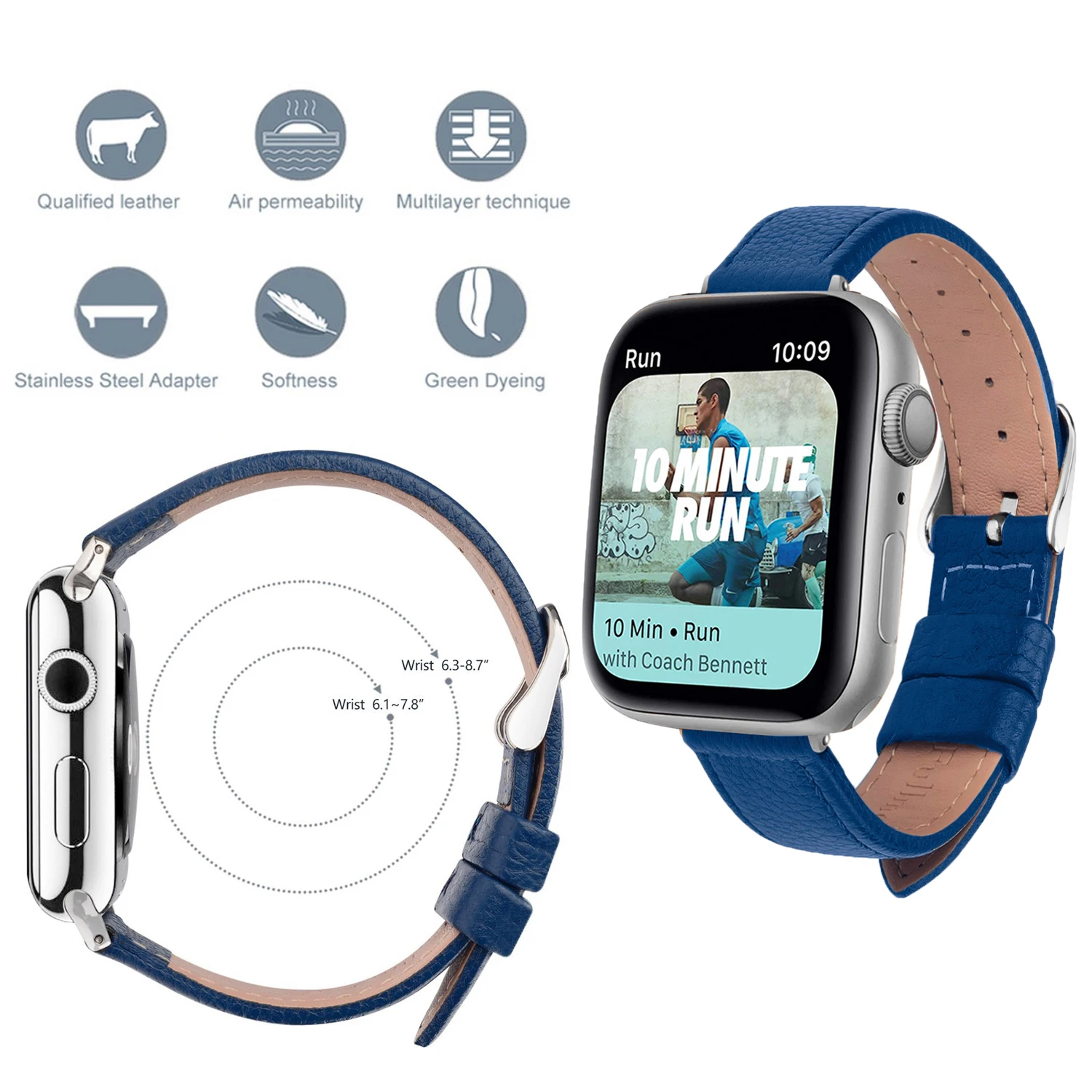 Slim Women Light WeighLeather Strap for Apple Watch band 44mm 40mm 38mm 42mm Watchband for iWatch serie se 3 4 5 6 7 watchband