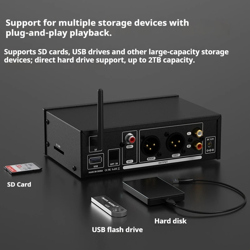 Suca Audio Hp02 Hi-res ESS9038 Preamp Digital Bluetooth 5.0 Receiver S/PDIF COAC/OPT Adapter Streamer Player DSD512