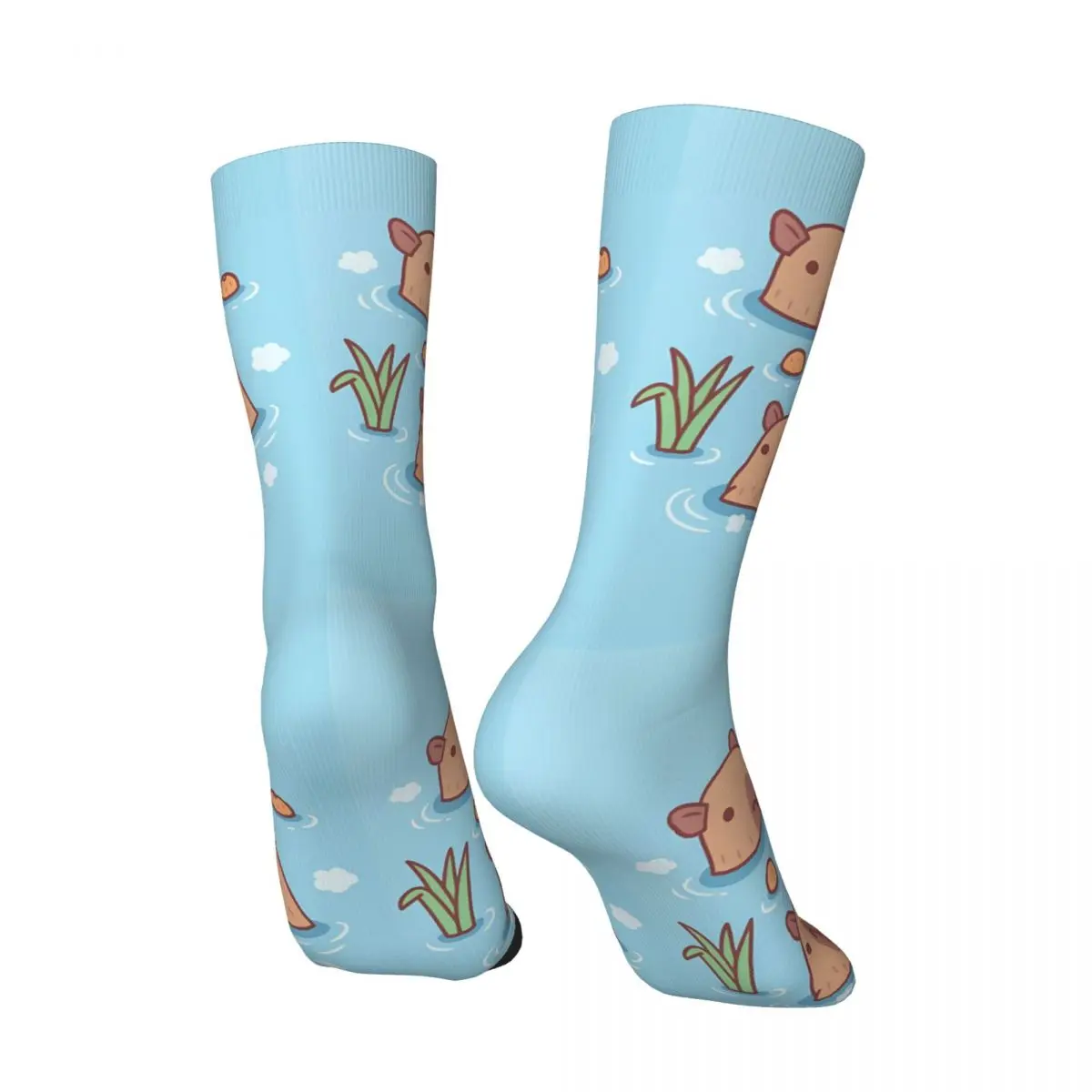 Capybaras Chilling In Hot Spring Funny Men's Socks Vintage Street Style Seamless Crew Sock Gift Pattern Printed