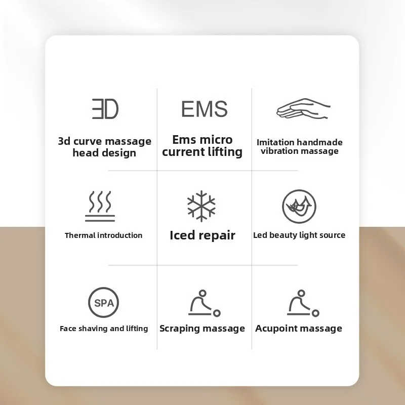 Dispositivo di bellezza a microcorrente con vibrazione Gua Sha per massaggiatore facciale con impacco caldo freddo