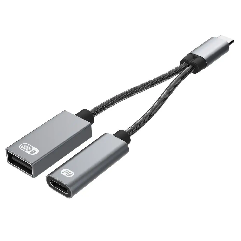 OD 3.2mm rodzaj USB C kabel 2 in1 60W PD szybkie ładowanie synchronizacja danych Adapter przejściówka OTG do laptopa Tablet z funkcją telefonu komórkowego 125mm długość — zdjęcie produktu 2