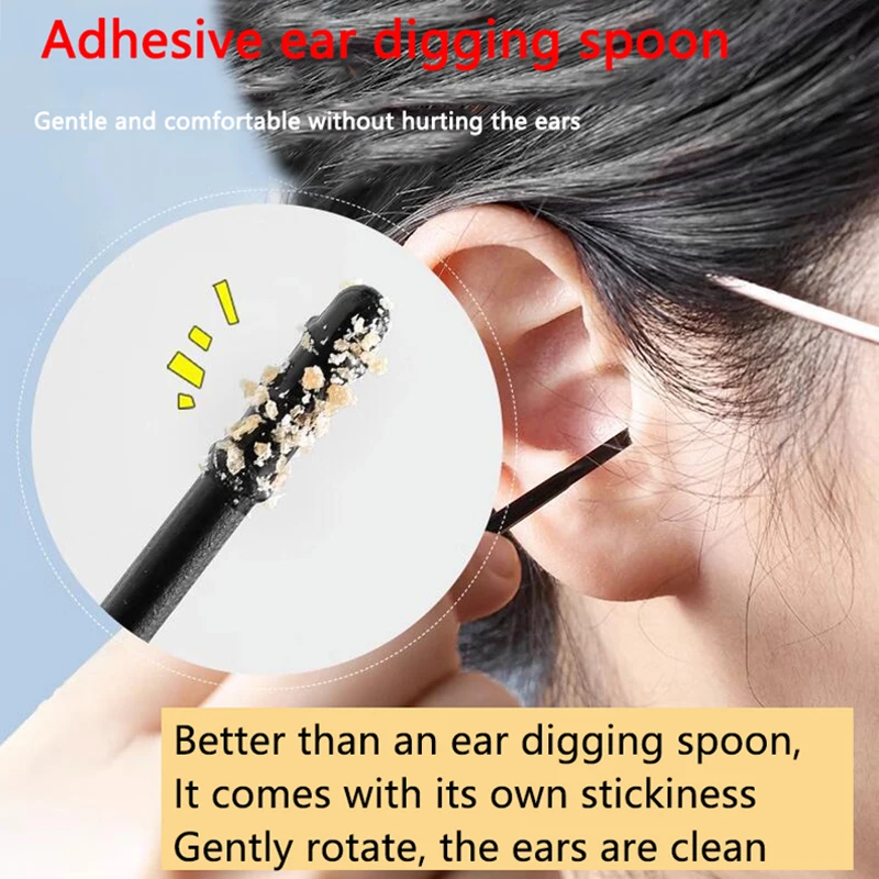 Disposable Sticky Ear Swabs & Reusable Silicone Ear Cleaner Soft Ear Wax Removal Tool Earwax Remover for Adults Kids Elderly