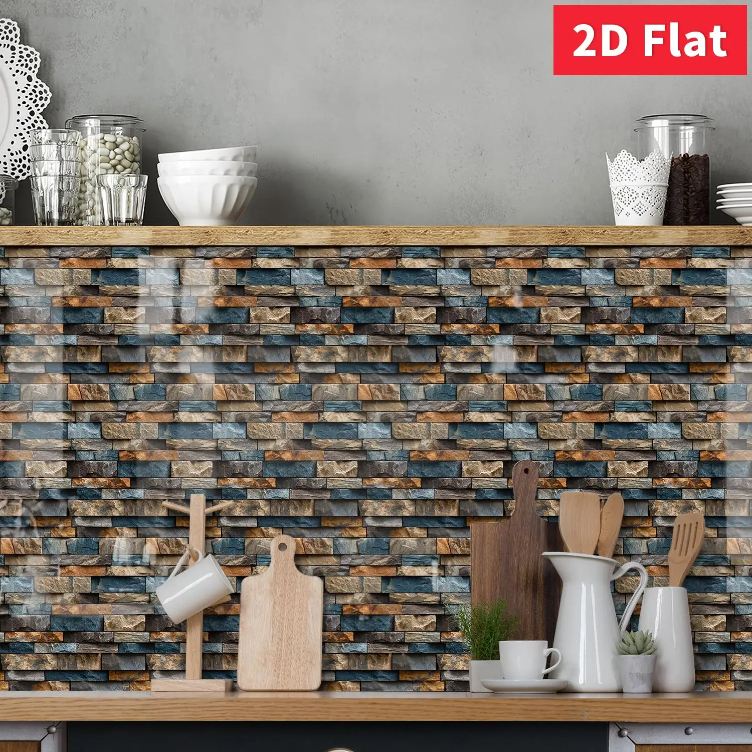 Blue Brown Rustic Stone 12x12