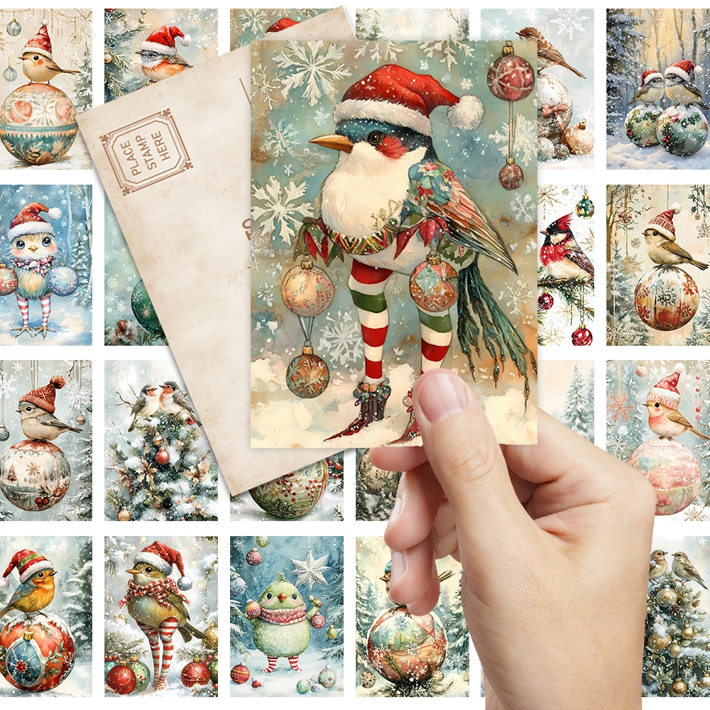 32 Stück Vintage-Weihnachtsvogel-Postkarten, lustige Halloween-Karten, Geschenk zum Lehrertag, Schulanfang, Schlafzimmerdekoration, hochwertig – Detail 2