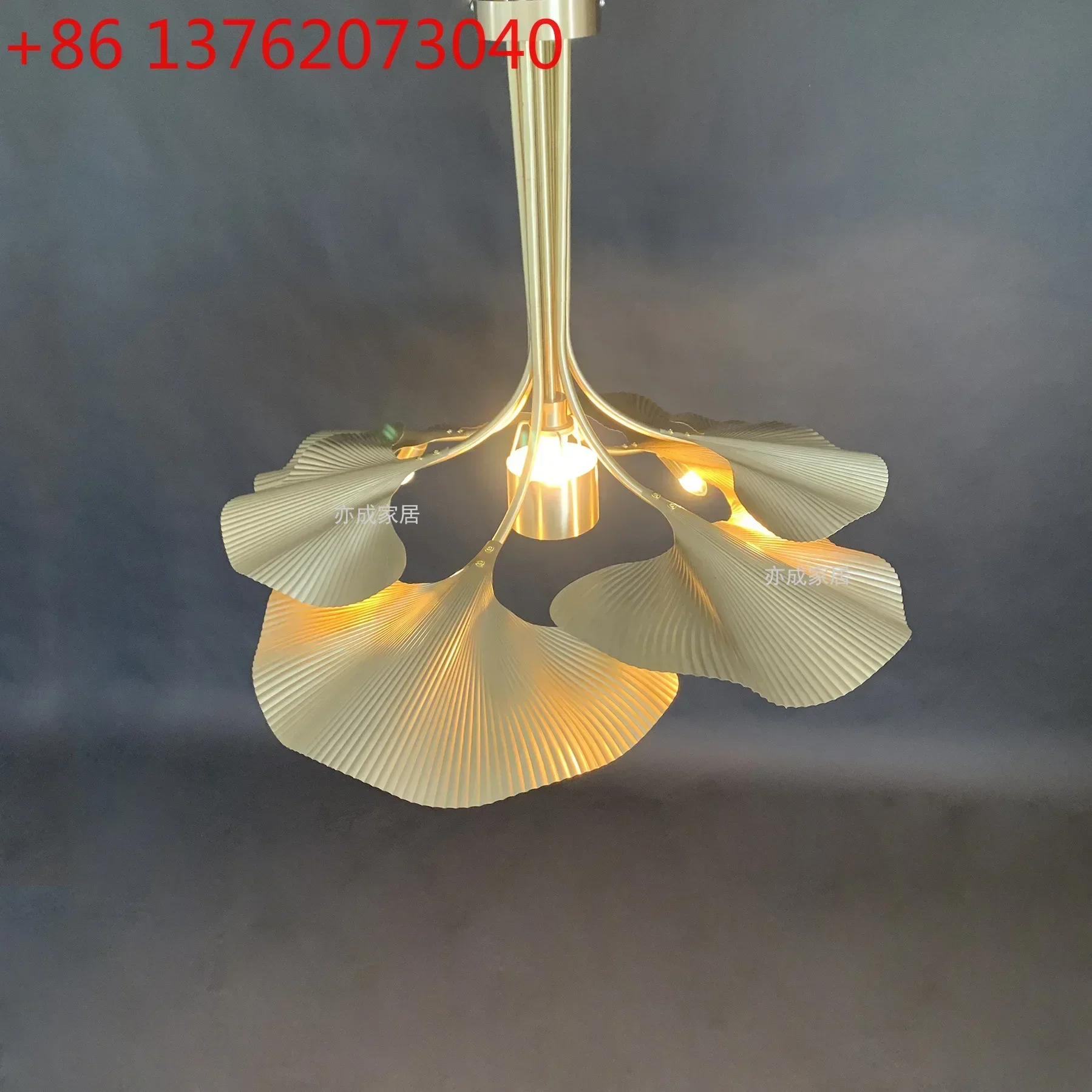 New Chinese style personalized all-copper ginkgo biloba chandelier creative living room bedroom chandelier