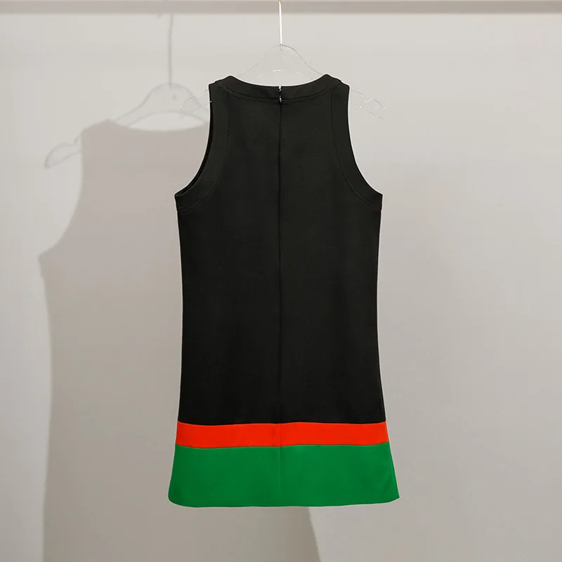 [Zoci] Herfst Elegante Stijlvolle Kleur Geblokkeerd A-Line Slim Fit Mouwloze Tank Top Jurk Vrouwen Nieuw