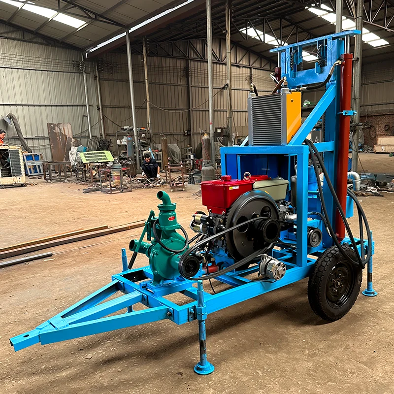 Impianto di perforazione per pozzi d'acqua cingolato idraulico diesel portatile ad alte prestazioni da 150 m a 250 m di profondità personalizzabile