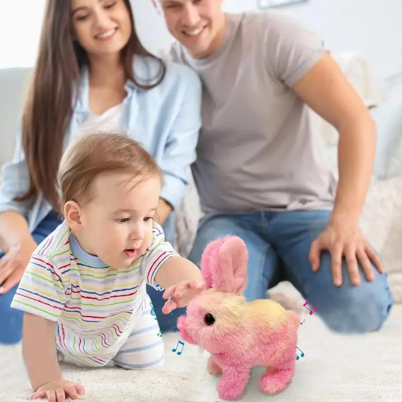 Andando coelhinho de pelúcia, Falando Plush cantando brinquedo, Animal elétrico interativo, Desenvolvimento Sensorial de Aprendizagem