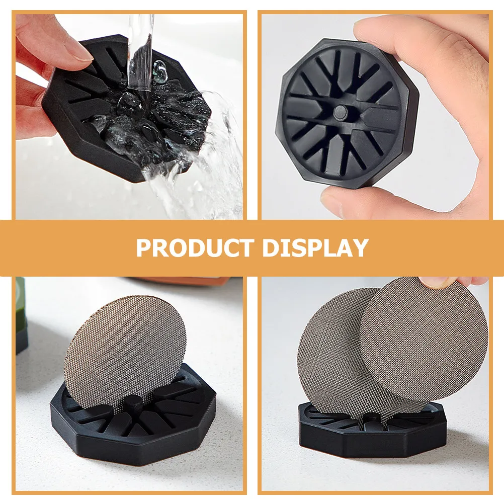 Espresso Coffee Filter Holder Stainless Steel Silica Gel Base Handle Bowl Storage Stand Grid Design Bar Accessories