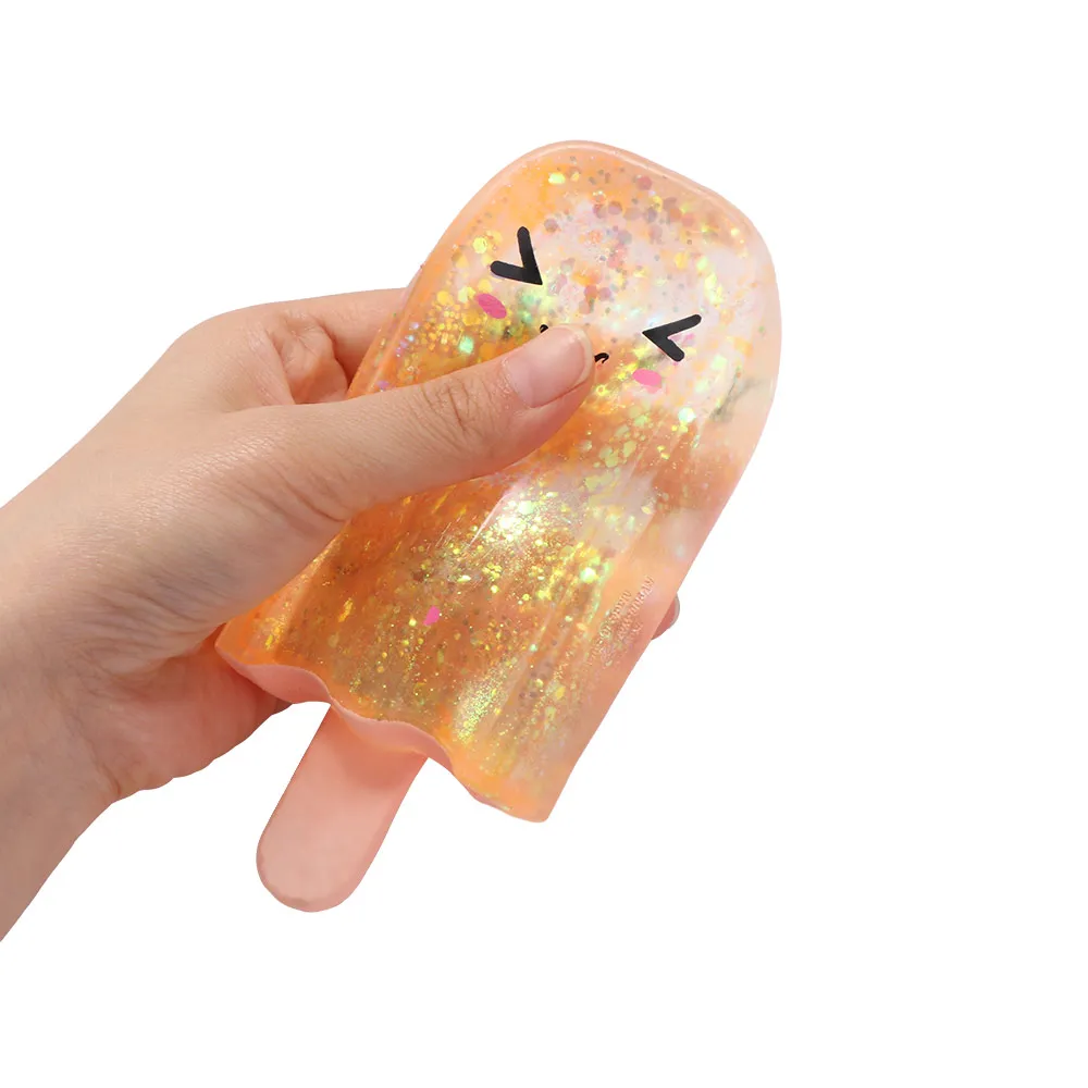 Creative Ice Cream Squeezed Super Soft Anxiety Relief Glitter Popsicle Squishy Cartoon Comfortable Sensory Stress Ball