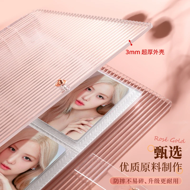 SINGBA Rose Gold Crystal Photo Album Glitter Vertical Stripe 3 Inch 4/1 Grid Binder | for Polaroid Instax Mini, Kpop Photocards - Image 5