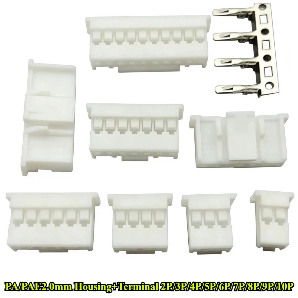 100Pcs/lot PA/PAE2.0mm with Lock Buckle Housing 2P/3P/4P/5P/6P/7P/8P/9P/10P Pitch 2.0mm Plastic Shell Plug Terminal Connector