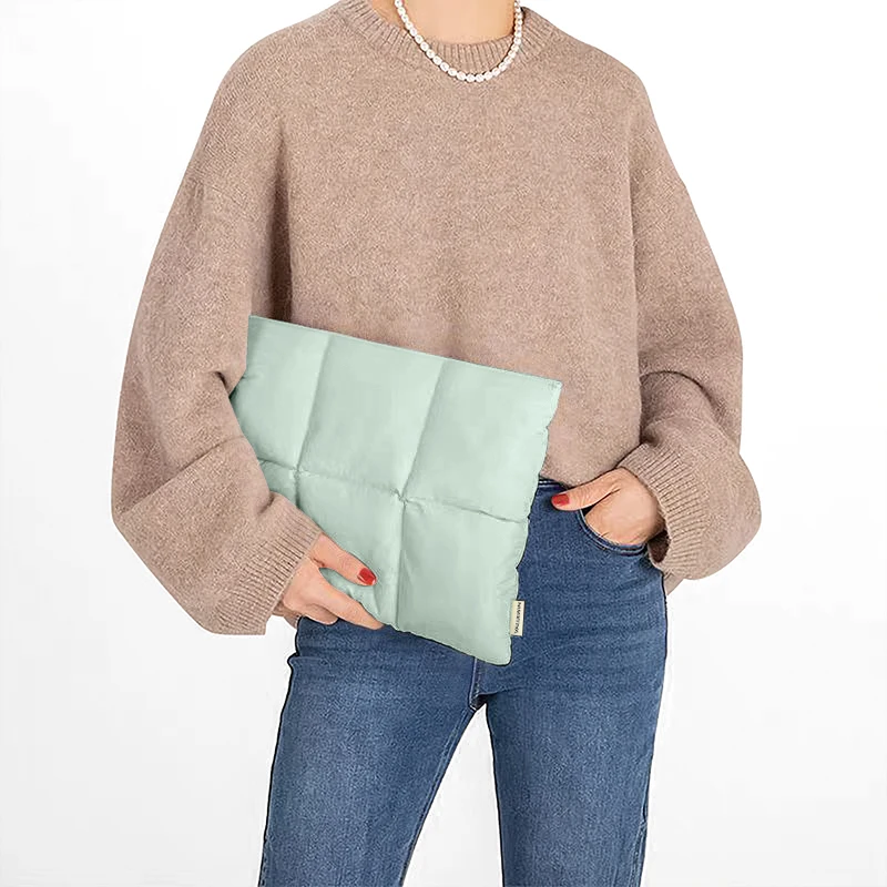 13 14 inch Laptop Sleeve Bag for Macbook Air Pro Puffy Quilted Puffer Notebook Carrying Case Tablet Laptop Case Pouch for Women