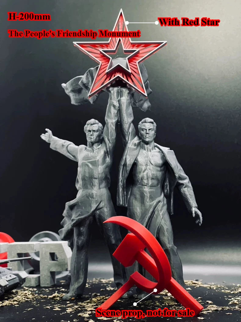 200mm Soviet Era Monument of People's Friendship Sculpture Model Figure Ornament 3D Printed Model Miniature Decoration Craft