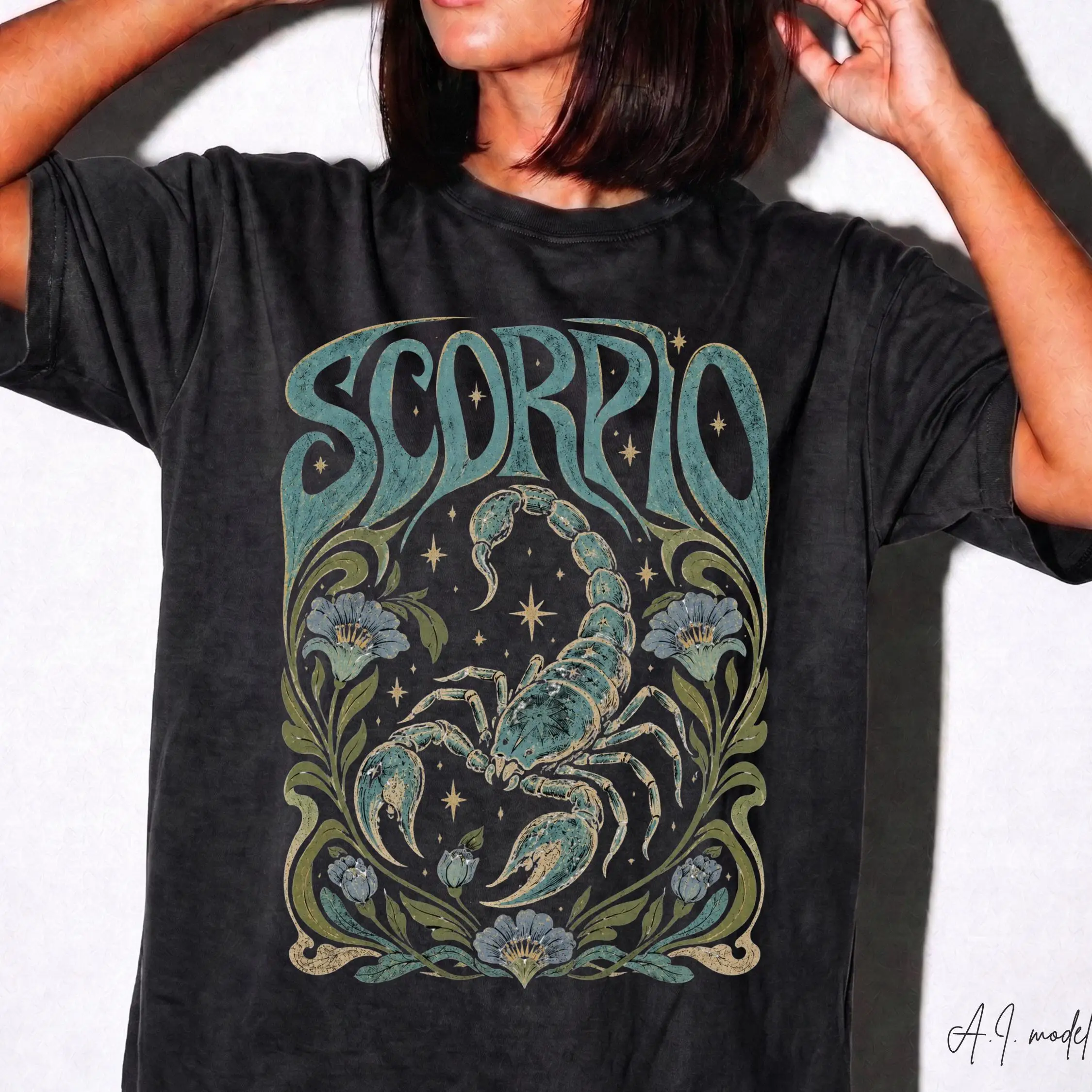 Scorpio Zodiac Shirt, October November Birthday Tee, Water Sign Astrology Shirt, Vintage Celestial Scorpion Graphic Tee T-shirt